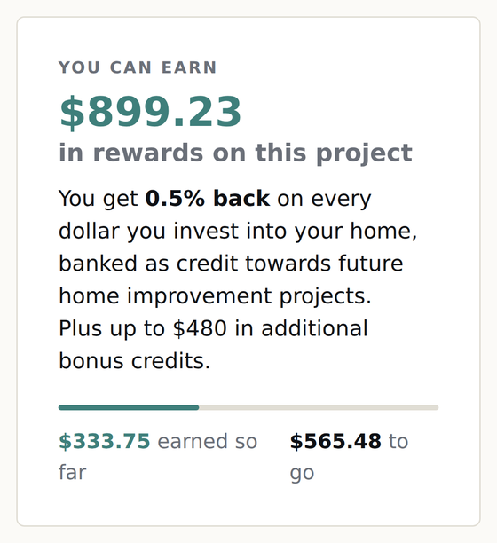 Rewards on this project, in the client portal