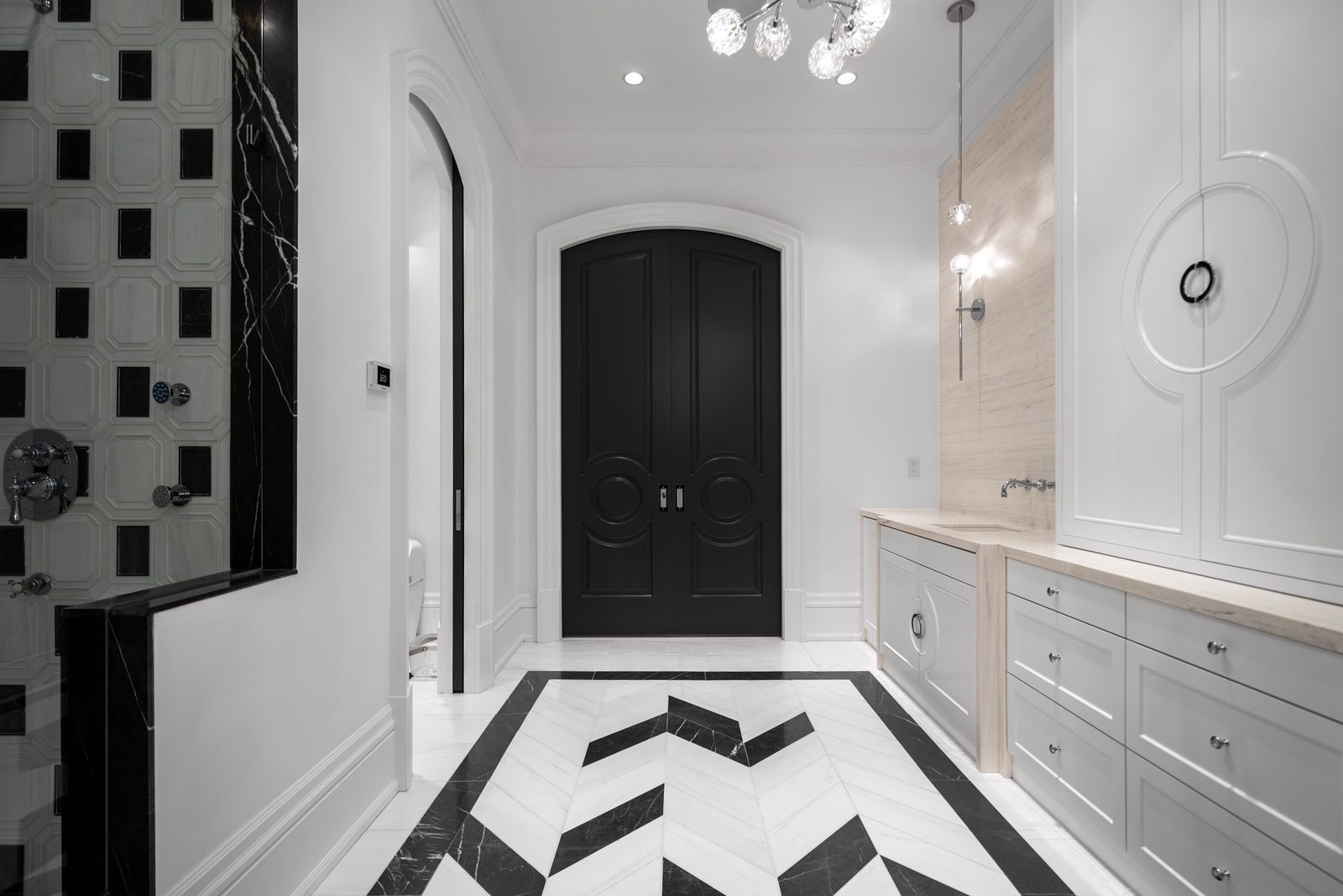 Accessible master bathroom renovation in Thornhill — walk-in shower detail, Toronto & the GTA
