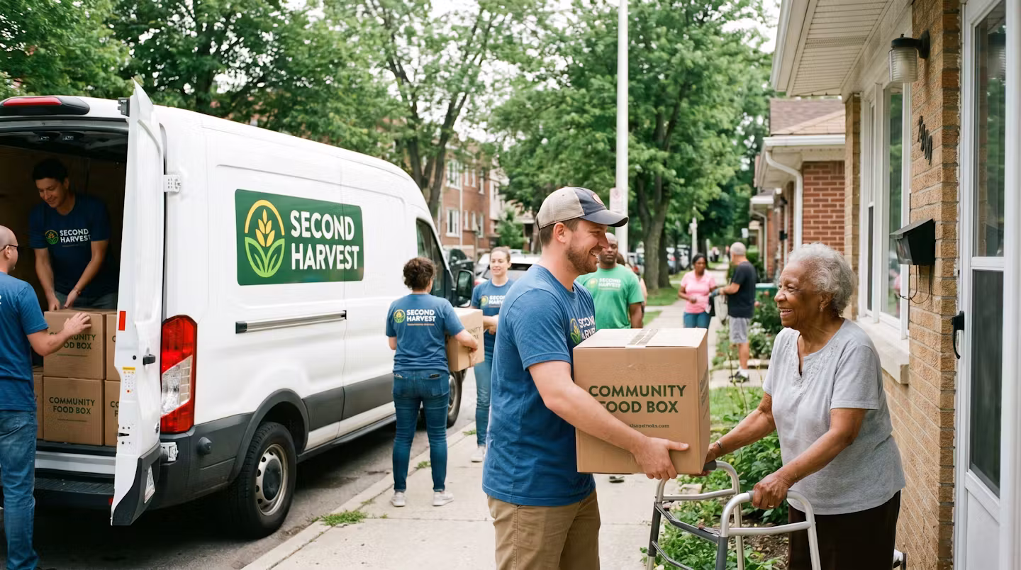 Second Harvest volunteers delivering food to the community